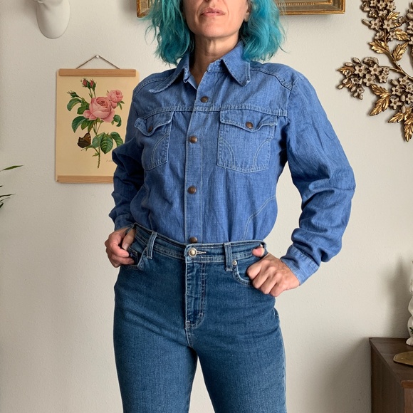 Vintage Montgomery Ward Denim Button Up Top - Picture 4 of 8